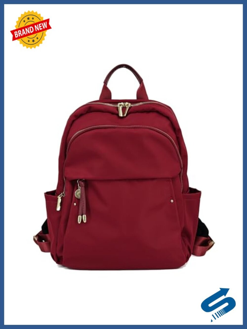 Nylon Fashion Backpack Purse Daypack with Gold Tone Hardware